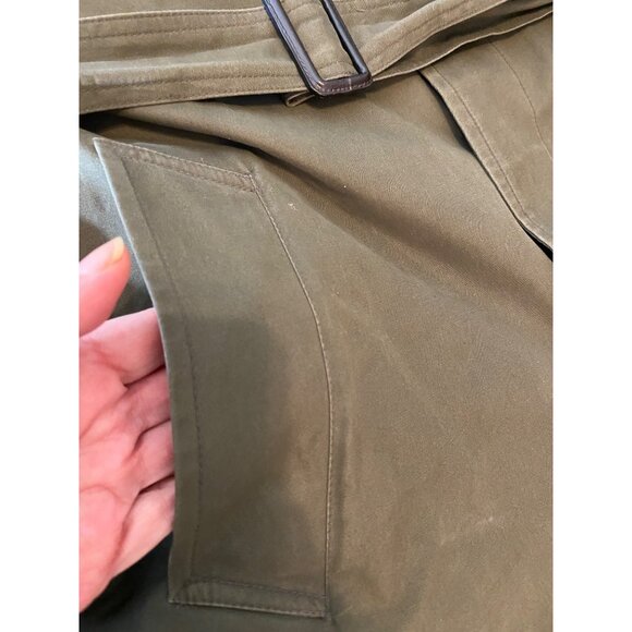 Jos. A. Bank Olive Green Trench Coat w/ Belt Brown Corduroy Collar - Picture 8 of 14